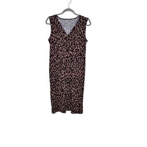 Charter Club dress size SP leopard print sleeveless knee length mob wife glamour